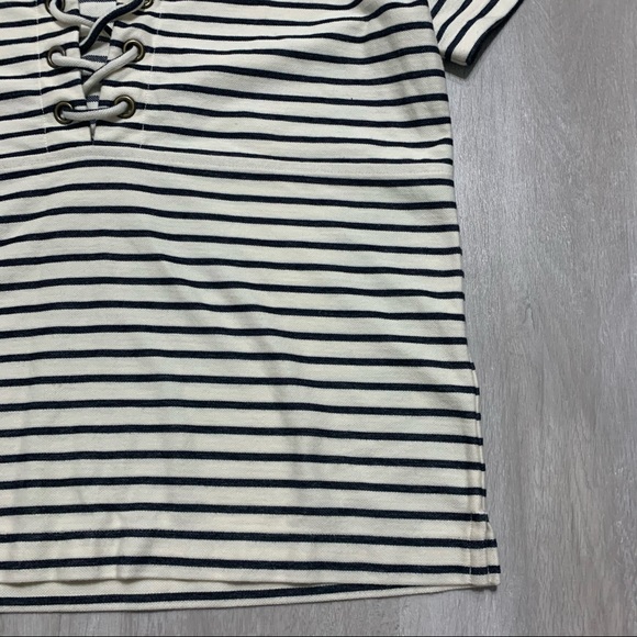 Madewell Striped Lace Front Cream Top Sz S - Picture 3 of 8